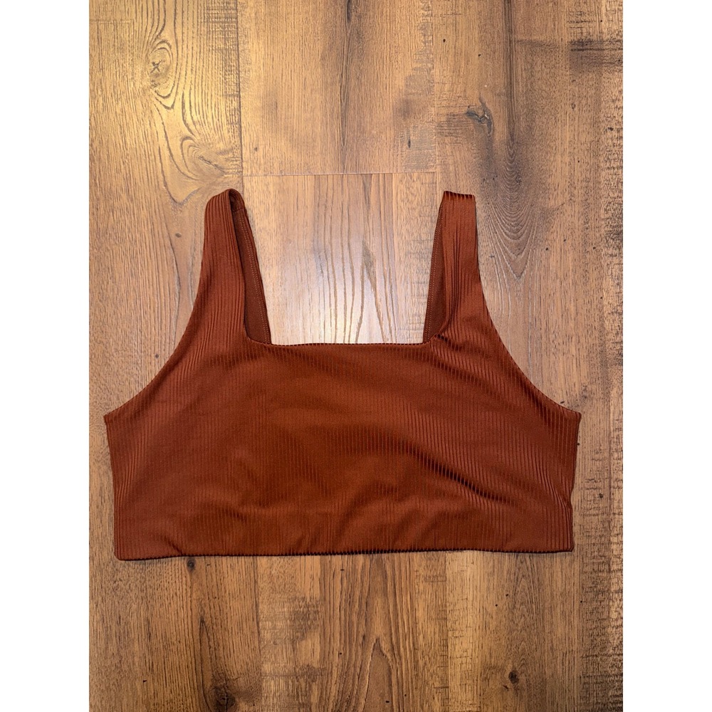 Girlfriend Collective Ribbed Square Neck Sports Bra Copper Brown XXXL Activewear